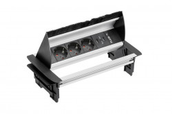 Priza incorporabila in blat cu perii, 3xSchuko + 2xUSB