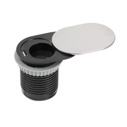 Priza incorporabila in blat SLIDE 1xSchuko, 1xUSB 5V 2.4 A, 60 mm,inox