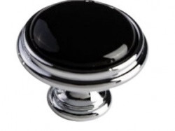 Buton mobila P77.07.00.CLG crom cu portelan negru Giusti