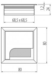 Trecere cablu 80x80mm cu perie, aluminiu
