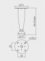 Picior reglabil rotund BD-03 metalic H100 crom