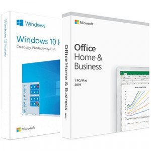 Microsoft Windows 10 Home, 32/64 bit, Engleza, Retail, USB + Microsoft Office Home and Business 2019 PC/MAC, All languages, FPP, BOX
