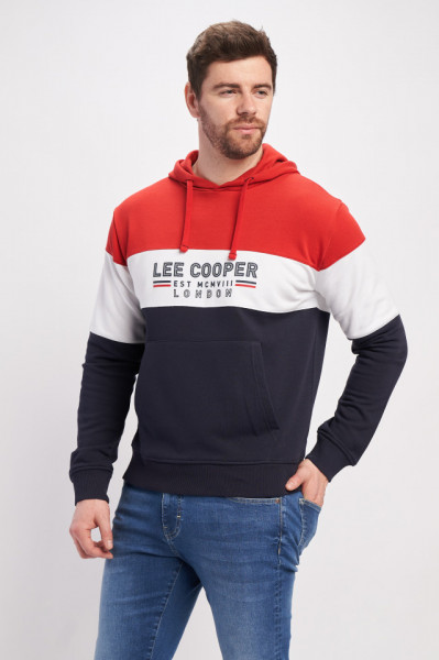 Lee Cooper - Hanorac barbat cu gluga, in trei culori contrastante