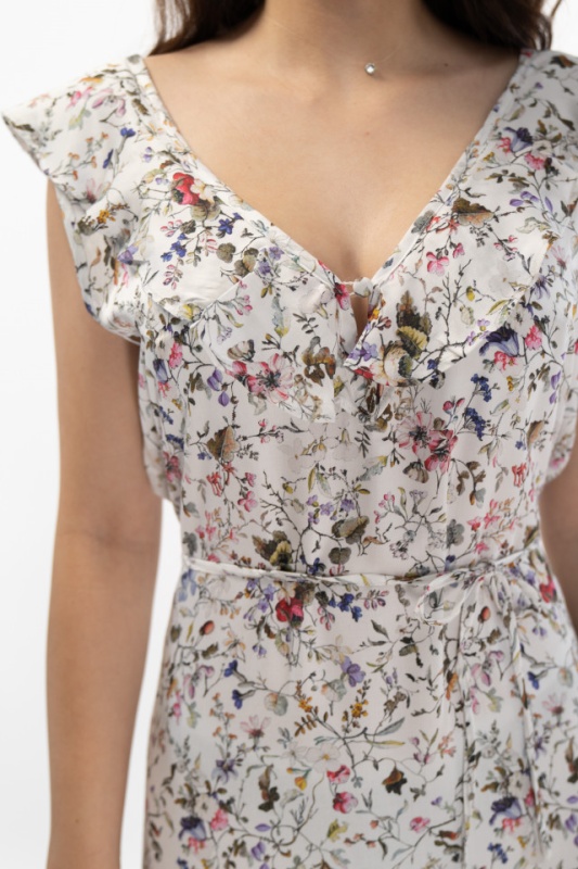 Martinez by Timeout - Rochie cu imprimeu floral si decolteu in V