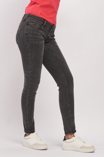 Timeout - Blugi skinny de dama cu talie joasa si aspect decolorat