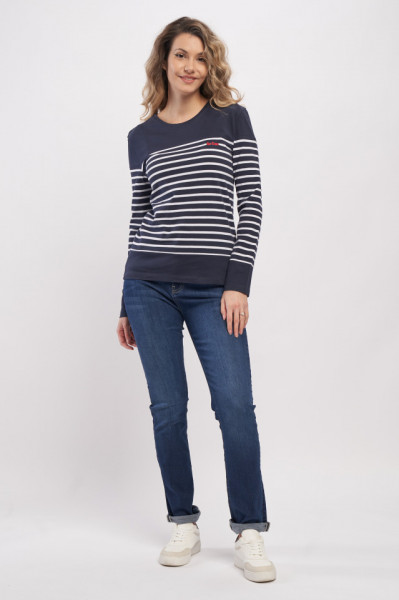 Lee Cooper - Bluza dama din bumbac cu model in dungi si logo