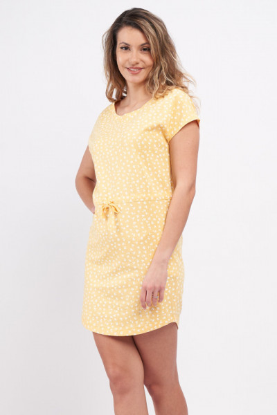 Timeout - Rochie dama scurta cu model si snur pentru ajustare in talie