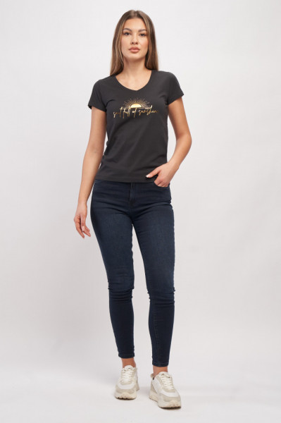 Timeout - Tricou cu maneca scurta dama cu imprimeu aplicat pe piept