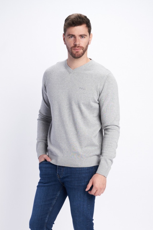 Lee Cooper - Pulover barbat din bumbac cu anchior si logo brodat