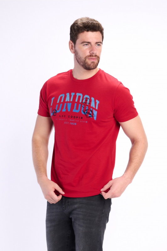 Lee Cooper - Tricou barbat din bumbac cu imprimeu si logo