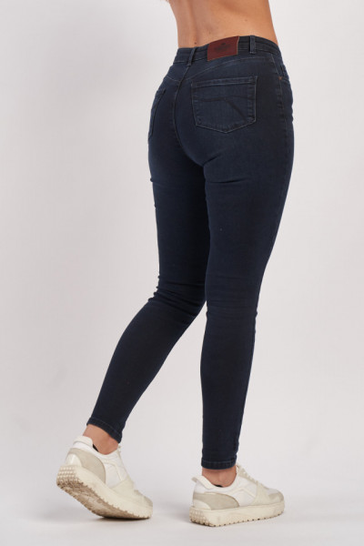 Timeout - Blugi dama slim de culoare inchisa cu aspect usor prespalat