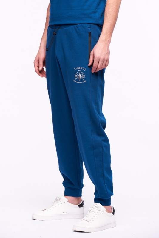 Timeout - Pantaloni de trening cu logo si buzunare cu fermoar
