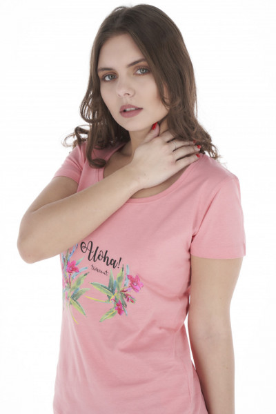 Timeout - Tricou dama cu imprimeu floral si logo