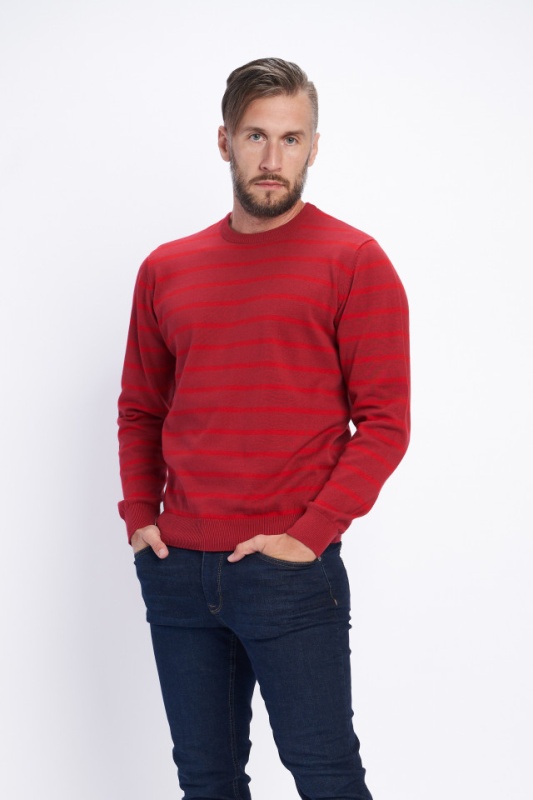 Kenvelo - Pulover barbat din bumbac cu model in dungi
