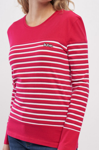 Lee Cooper - Bluza dama din bumbac cu model in dungi si logo