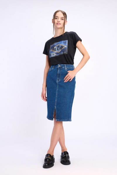 Lee Cooper - Fusta dama din denim pana la genunchi