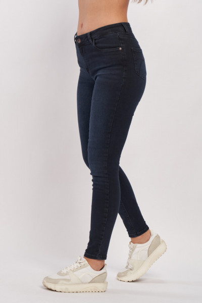 Timeout - Blugi dama slim de culoare inchisa cu aspect usor prespalat