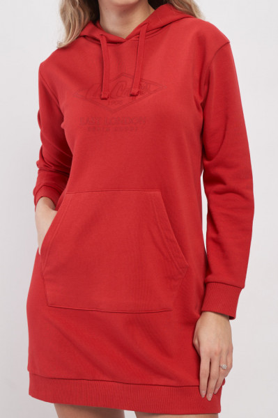 Lee Cooper - Hanorac de dama tip rochie cu buzunare si gluga cu logo inscriptionat