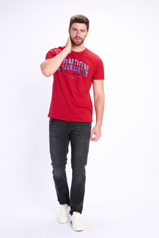 Lee Cooper - Tricou barbat din bumbac cu imprimeu si logo