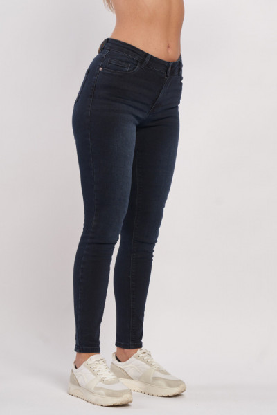 Timeout - Blugi dama slim de culoare inchisa cu aspect usor prespalat