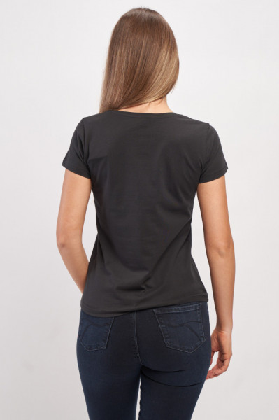 Timeout - Tricou maneca scurta dama cu imprimeu floral si mesaj text