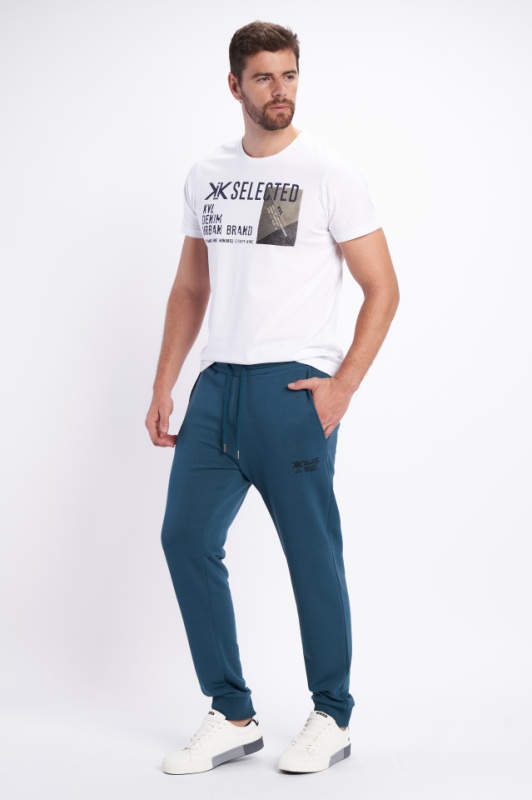 Kenvelo - Pantaloni de trening cu snur pentru ajustare si logo