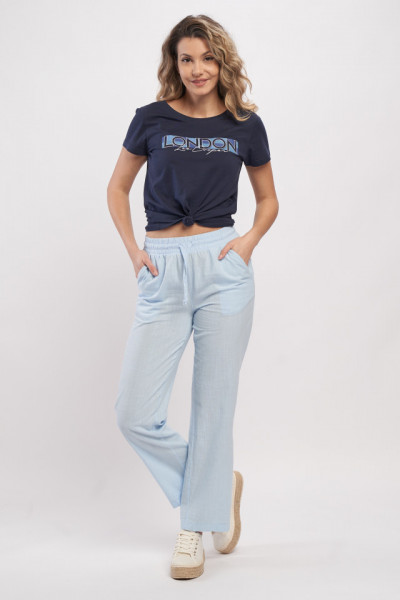 Lee Cooper - Pantaloni lungi de dama subtiri de culoare uni cu buzunare