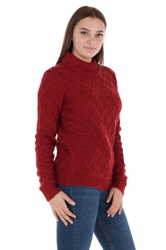 Lee Cooper - Pulover dama cu model texturat si guler inalt