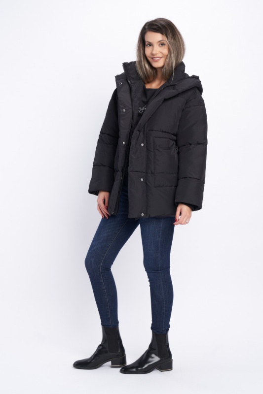 Timeout - Jacheta dama oversize cu guler inalt si gluga