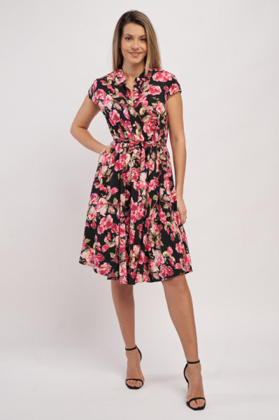 Timeout - Rochie dama cu cordon in talie si imprimeu floral