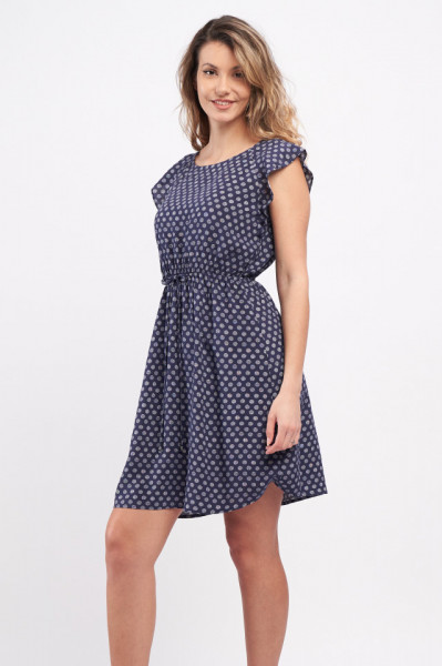Timeout - Rochie dama scurta cu detaliu de strangere in talie si model cu buline