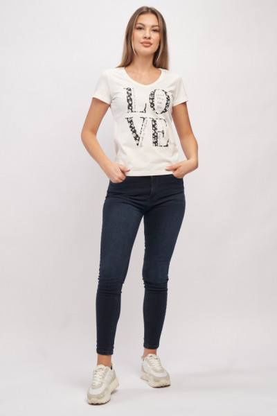 Timeout - Tricou cu maneca scurta dama cu text LOVE inscriptionat