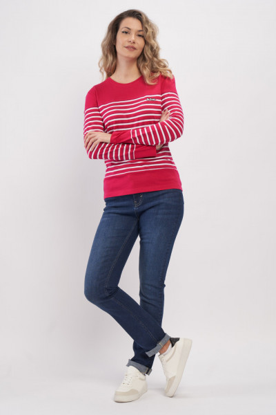 Lee Cooper - Bluza dama din bumbac cu model in dungi si logo
