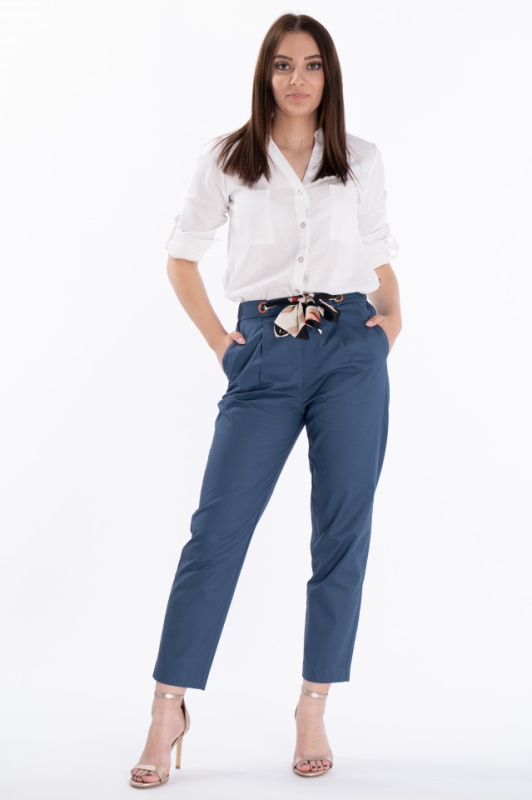 Lee Cooper - Pantaloni crop cu buzunare oblice si cordon pentru ajustare