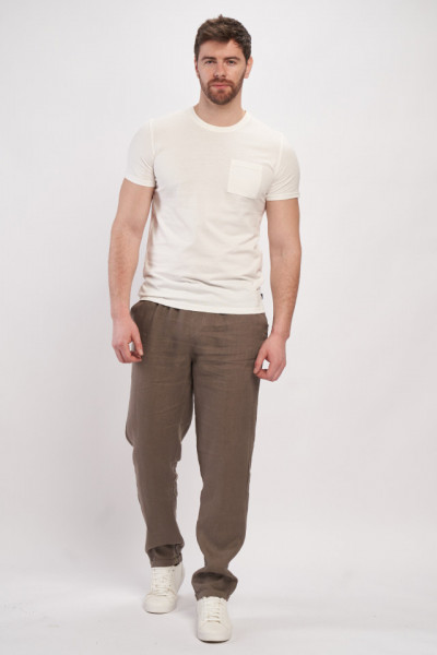 Timeout - Pantaloni lungi barbat din in cu snur pentru ajustare
