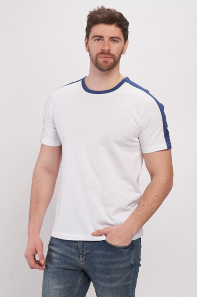 Kenvelo - Tricou de barbat din bumbac cu model si logo pe maneca