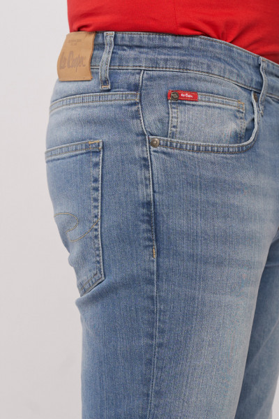 Lee Cooper - Blugi barbat straight comfort de culoare deschisa cu aspect decolorat si logo