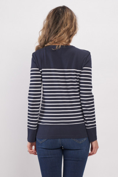 Lee Cooper - Bluza dama din bumbac cu model in dungi si logo