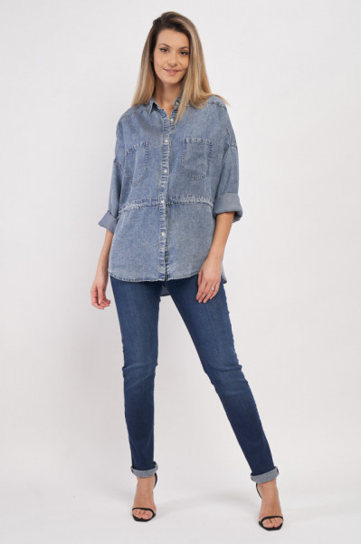 Lee Cooper - Camasa dama din denim cu cordon in talie pentru ajustare