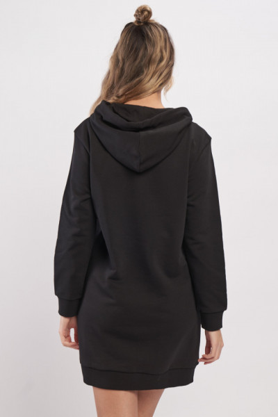 Lee Cooper - Hanorac de dama tip rochie cu buzunare si gluga cu logo inscriptionat