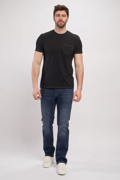 Lee Cooper - Tricou barbat cu maneca scurta de culoare uniforma cu buzunar si logo