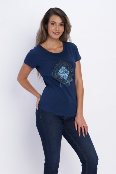 Lee Cooper - Tricou dama cu maneca scurta din bumbac cu imprimeu