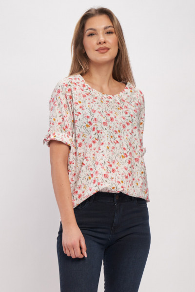 Timeout - Camasa dama cu maneca scurta si model floral