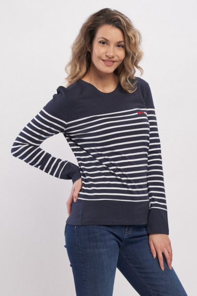Lee Cooper - Bluza dama din bumbac cu model in dungi si logo