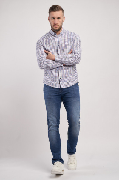 Lee Cooper - Camasa maneca lunga barbat in carouri cu nasturi la guler