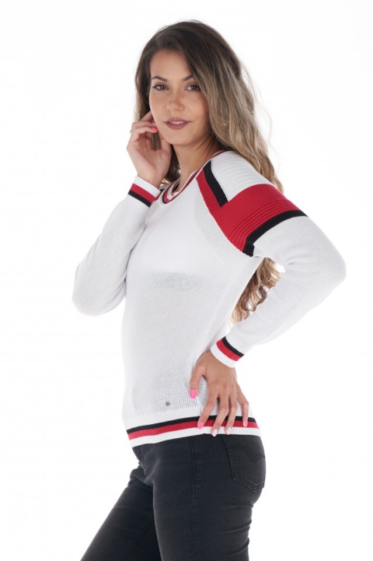 Lee Cooper - Pulover dama din bumbac cu detalii contrastante