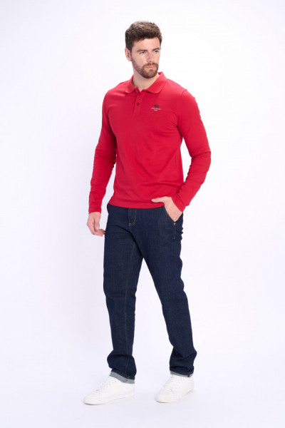 Lee Cooper - Tricou polo barbat cu maneca lunga si logo