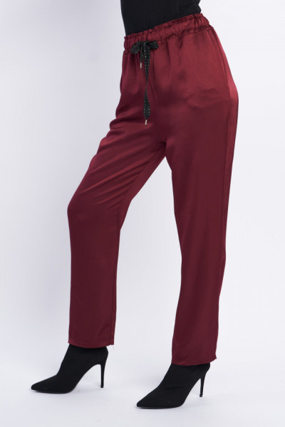 Montecristo - Pantaloni dama cu snur in talie si aspect satinat