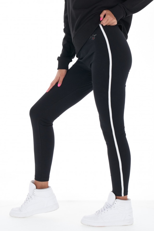 Lee Cooper - Pantaloni subtiri dama cu dunga in lateral si logo