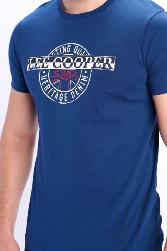 Lee Cooper - Tricou barbat din bumbac cu imprimeu si logo,